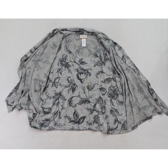 Alfred Dunner Women's Sweater Size 1X Gray Floral Print 2-For Cardigan - Picture 6 of 16